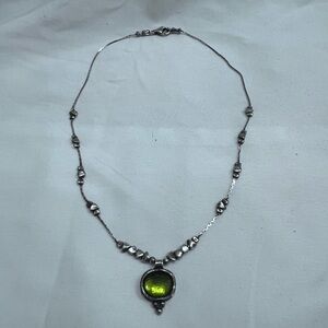 Silpada Silver Necklace with Lime Green Glass Pendant